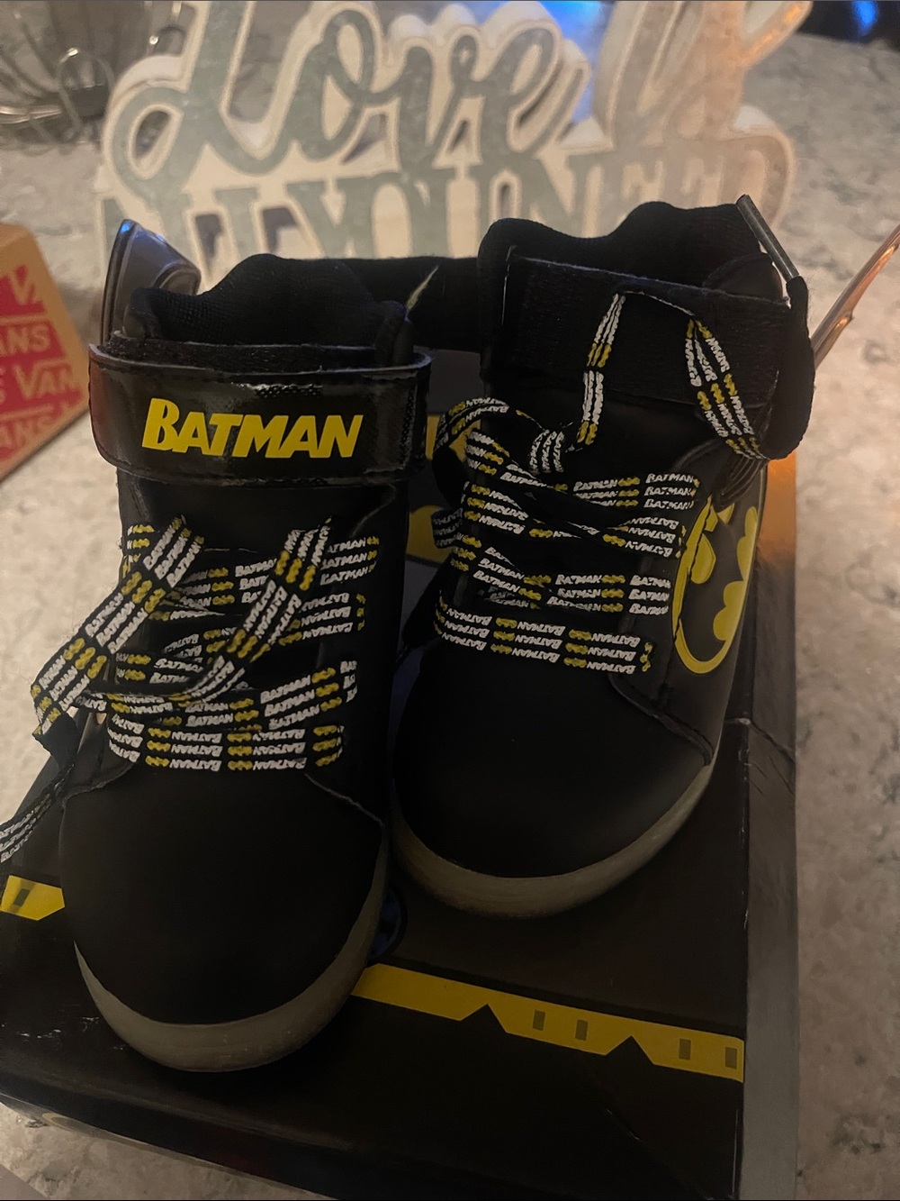 Batman Black and Yellow Kids High-Top Sneakers